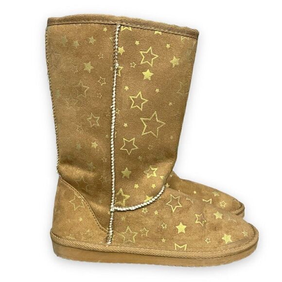 Airwalk Emma Star Pattern Brown Cognac Cozy Boots - Picture 1 of 8